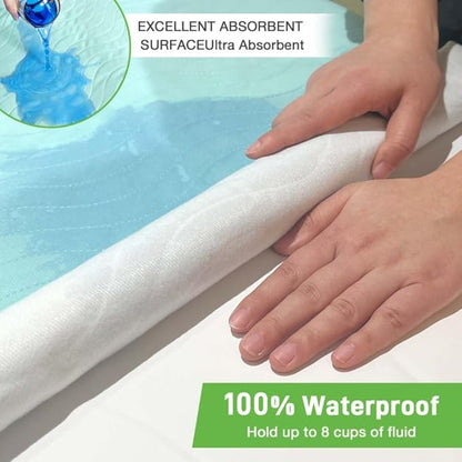 Bed Pads Washable Waterproof for Incontinence Adults, Reusable Wetting Pad Mattress Protector Underpads Tuckable Quick Dry, Fits Queen Size Bed, 36" x 60", Green