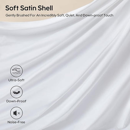Goose Feather Down Fiber Pillows Queen Size Set of 2, Luxury 3-Chamber Pillows with Soft & Down-Proof Cover, Fluffy Plush Hotel Bed Pillows for Side, Back & Stomach Sleepers, 20"x30"