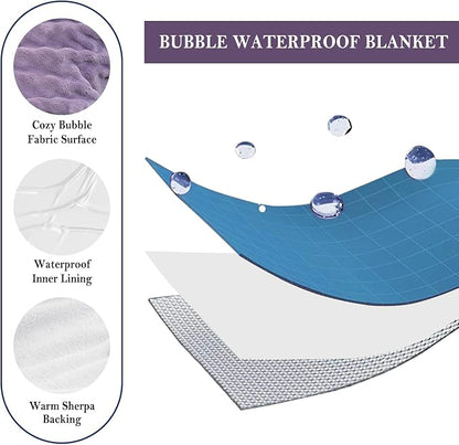 Waterproof Blanket for Bed Couch Sofa Car, Soft Leakproof Dog Blanket with 3D Bubble Pattern, Reversible Water Proof Pet Blankets for Dogs Cats Puppies (30"x40", Dusty Purple)