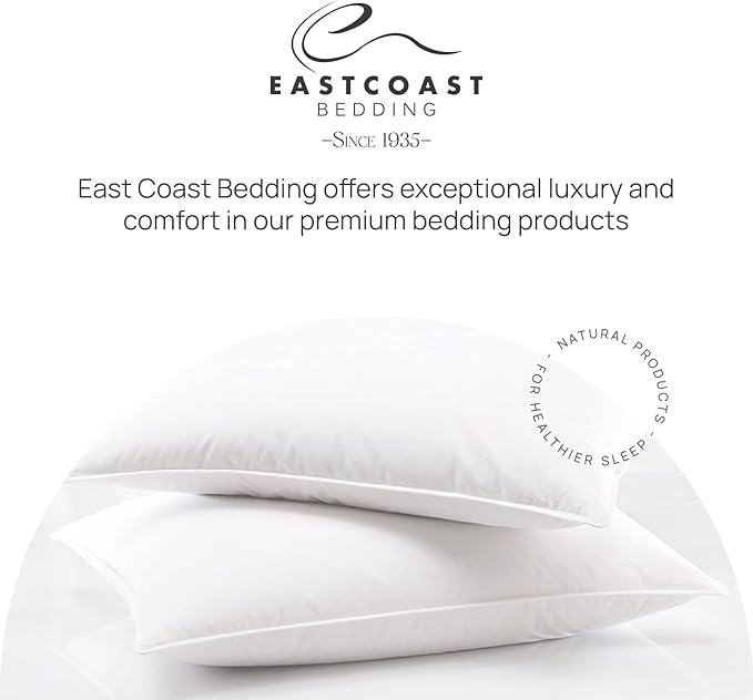 Pure Dream Firm Pillow - Queen Pillow Medium Support, Queen Size 20x30 Inch Goose Feather Down Pillows, 100% Cotton Shell, Set of 2