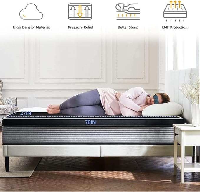 Grounding Mat for Bed,Grounding Pad for Sleep, Improve Sleep, Pain and Stress Relief, Anti-Slip PU Leather Grounding Healthy Therapy Mattress at Home, Office, Work with Grounding Cord (27 * 78IN)