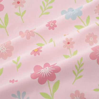 Pink Flower Duvet Cover Sets Full Size for Girls Kids, Pink Floral Comforter Cover with 1 Duvet Cover 79x90 Inches and 2 Pillowcases 20x26 Inches (Full,No Comforter)