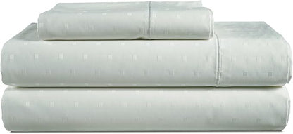 LANE LINEN 100% Egyptian Cotton Bed Sheets Twin Extra Long Sheet Set, Sateen Weave, Luxury Hotel Sheets, Perfect for Dorm Room & Hospital Beds, Jaquard Swiss Dot - Mineral
