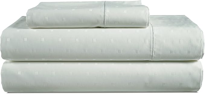 LANE LINEN 100% Egyptian Mercerized Cotton Twin Bed Sheet Set, Eco Friendly No Pill Fade Resistant 15 inch Deep Pocket Twin Sheet Sets Elegant Jaquard Swiss Dot - Mineral