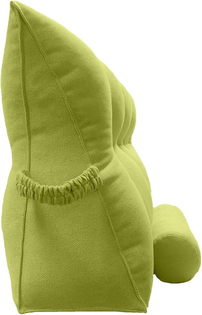 Triangular Reading Bed Rest Pillow Large Bolster Cushion Headboard Backrest Wedge Pillow with Two Detachable Roll Pillows for Neck & Lumbar Support (Lime, King: 77 x 8 x20 inches)