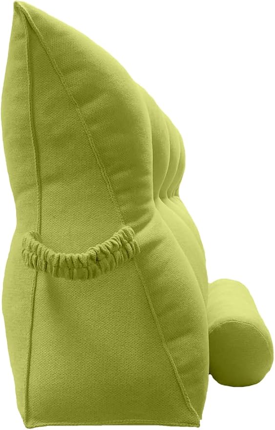 Triangular Reading Bed Rest Pillow Large Bolster Cushion Headboard Backrest Wedge Pillow with Two Detachable Roll Pillows for Neck & Lumbar Support (Lime, Queen: 59 x 8 x 20 inches)