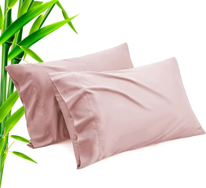 TELUS Pillow Cases King Size 2 Pack, Bamboo Rayon Cooling Pillowcases with Envelope Closure, Cool Breathable Pillow Case for Hot Sleepers & Night Sweats, 20x36 inches, Pink