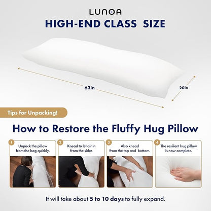 High-End Body Pillow - Made in Japan - 63"x20" (160x50cm) - Ultra Resilient & Smooth Touch - Washable Insert - LU9900LS-T Genuine Product Fabric Feel Level up