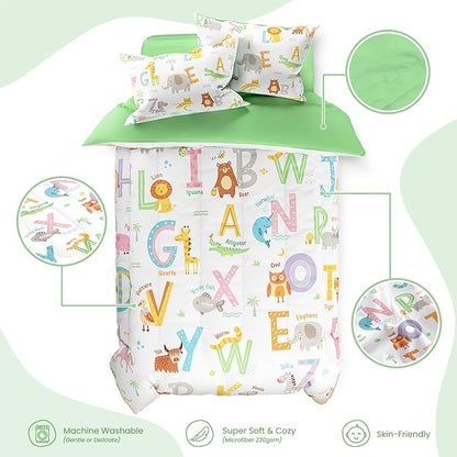 SANDJEST Alphabet Duvet Cover Sets Full Size for Kids Boys Girls, Incude 1 Polyester Comforter Cover 80x90 Inches and 2 Pillowcases 20x26 Inches, Comforter Not Included, Gift for Christmas Birthday