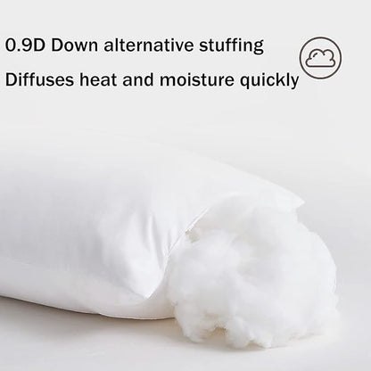 Bed Pillows King Size Set of 2 Medium Support Pillow for Stomach Side Back Sleeper Basic Soft Down Alternative White 20x36 inches
