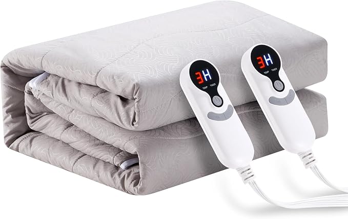 Electric Mattress Pad Queen Size 60"x80",6 Heating Levels & 1-10 Hour Auto Shut Off,Warm and Soft Comfort Fabric with 15 Inch Deep Pocket,Machine Washable,Gray