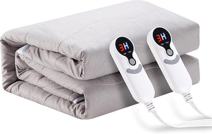 Electric Mattress Pad Queen Size 60"x80",6 Heating Levels & 1-10 Hour Auto Shut Off,Warm and Soft Comfort Fabric with 15 Inch Deep Pocket,Machine Washable,Gray