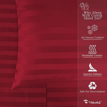 URBANHUT 1000 Thread Count Damask California King Bed Sheets Egyptian Cotton Sheet Set, Long Staple Soft & Breathable, 4 Pc Bed Sheet Sets, Luxury Hotel Sateen Sheets Fits 16" Deep Pocket - Burgundy