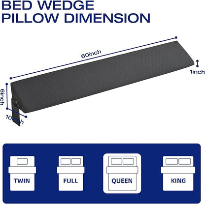 Queen Bed Wedge Pillow for Headboard Gap Filler, Long Triangle Wedges Bolster Nora Pillows for Sleepping,Between Mattress and Headboards,Must Have Home Essentials,Bedding Sets Collections Beds Decor