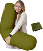 King Size Extra Long Round Body Pillow - 54x12 Bolster Pillow for Bed Extra Soft Body Pillow with Removable Pillowcase, Maternity Pillow - Green
