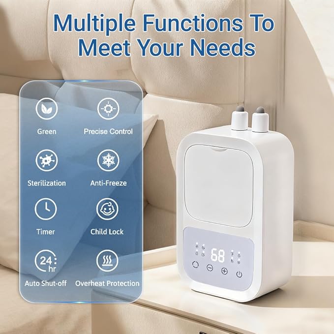 Water Heated Mattress - 20-65℃ Intelligent Temp Control, High-Grade Frosted PVC Hose, Comfort Hydraulic Heating, All-Season Use(Queen)