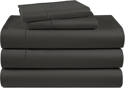 LANE LINEN 100% Egyptian Cotton Split King Bed Sheets for Adjustable Beds, Fully Elasticized Reinforced Seams Extra Deep Pocket Split King Sheet, No Pill Fade Resistant Sheets - Black