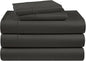 LANE LINEN 100% Egyptian Cotton Split King Bed Sheets for Adjustable Beds, Fully Elasticized Reinforced Seams Extra Deep Pocket Split King Sheet, No Pill Fade Resistant Sheets - Black
