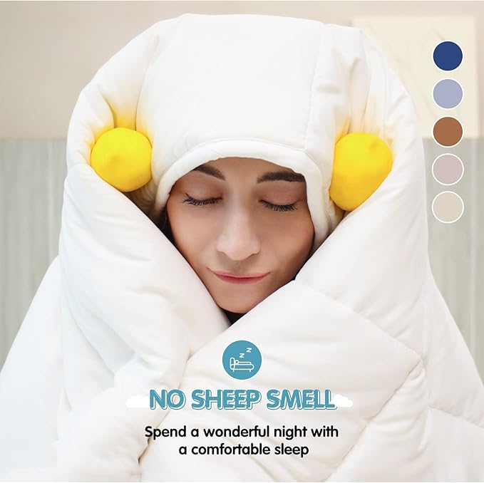 YOUR MOON Luxurious All Season Wool Comforter Twin Size, 100% Natural Australian Wool Filling, Hypoallergenic Comforter Duvet Insert, Noiseless Cotton Shell, Medium Weight (Silver Gray)