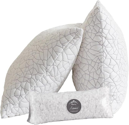 Shredded Memory Foam Pillow for Sleeping, Cooling Bed Pillows King Size Set of 2, Adjustable Soft and Firm Pillows or Side, Back, Stomach Sleepers with Washable Removable Bed Pillow Cover