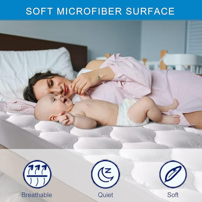 Twin XL Size Quilted Fitted Waterproof Mattress Pad, Premium Hollow Material Filling Mattress Protector, Breathable, Quiet, Cooling, Machine-Washable Mattress Cover with 21” Deep Pocket