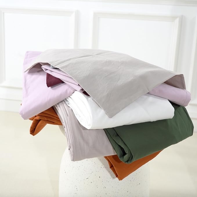 NEXHOME PRO Duvet Cover Twin Size, 100% Washed Cotton Orgnic Linen Like Textured Breathable Durable Comfy, 3 PCs Home Bedding Set