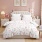 Bow Duvet Cover Queen Size Pink Floral Coquette Bedding Set with Cherry Kids Boys Girls Cute Heart Bowknot Reversible Soft Microfiber Duvet Cover Set 3 Pieces with 2 Pillowcases