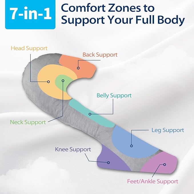 HOMCA Body Pillows for Adults with Shredded Memory Foam, 65 inches Long Side Sleeper Pillow Full Body Pregnancy Pillows for Sleeping with Washable Pillowcase for Back, Hip, Knee, and Leg Relief