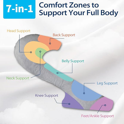 HOMCA Body Pillows for Adults with Shredded Memory Foam, 65 inches Long Side Sleeper Pillow Full Body Pregnancy Pillows for Sleeping with Washable Pillowcase for Back, Hip, Knee, and Leg Relief