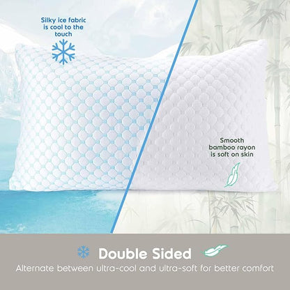 Nestl Cooling Pillow for Sleeping 1 Pack, Luxury Shredded Memory Foam Pillows Standard Size, Adjustable Cold Gel Pillows for Hot Sleepers Supportive Cool Pillow for Side Back Stomach Sleepers