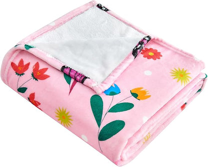 Butterfly Kids Throw Blanket for Girls Teens Toddler Pink Soft Fuzzy Flannel Bed Blanket Colorful Flowers Birthday Gifts for Women Girls Kids Teens Adults, 60”x80”