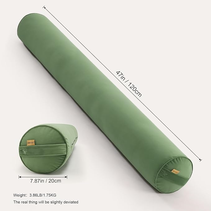 Cuddle Pillow – Body Pillow for Adults, Long Bolster Pillow for Bed, Soft & Supportive for Restful Sleep,47 x 7.87 Inches,Olive Green