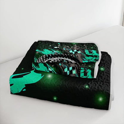 Motocross Dirt Bike Quilts Bedding Twin 3Pcs Motorcycle Racer Pattern Quilt Bed Set Extreme Sport Lightweight Soft Bedspreads Coverlet with 2 Pillowcases for Kid Boy Girl Teen Adult Room Decor