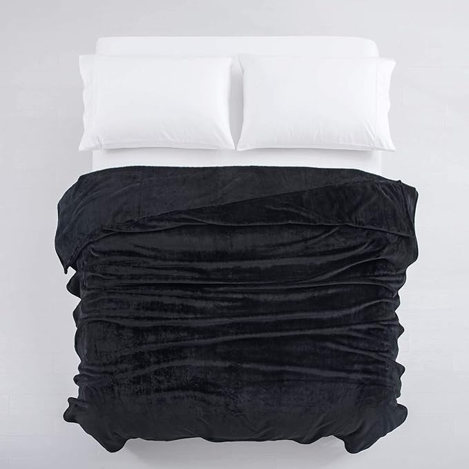 IR Imperial Rooms Fleece Blanket Twin Size 60 x 80 Inches - Super Soft Fluffy Black Throw Blanket for Sofa and Bed - Warm and Cozy Lightweight 400 GSM Microfiber Bed Throws Blankets