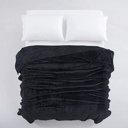 IR Imperial Rooms Fleece Blanket Twin Size 60 x 80 Inches - Super Soft Fluffy Black Throw Blanket for Sofa and Bed - Warm and Cozy Lightweight 400 GSM Microfiber Bed Throws Blankets
