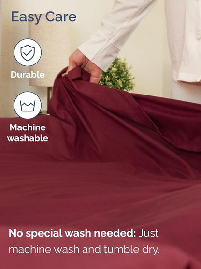 Extra Deep Queen Sheet Set - 6 Piece Breathable & Cooling Sheets - Hotel Luxury Bed Sheets Set - Easy & Secure Fit - Soft, Wrinkle Free & Comfy Sheets Set - Burgundy Sheet Set with Extra Deep Pockets