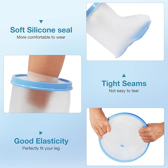 Waterproof Foot Cast Covers for Shower Adult, Shower Boot Foot Protector with Non-Slip Bottom, Adult Cast Protector for Shower Ankle Foot After Surgery
