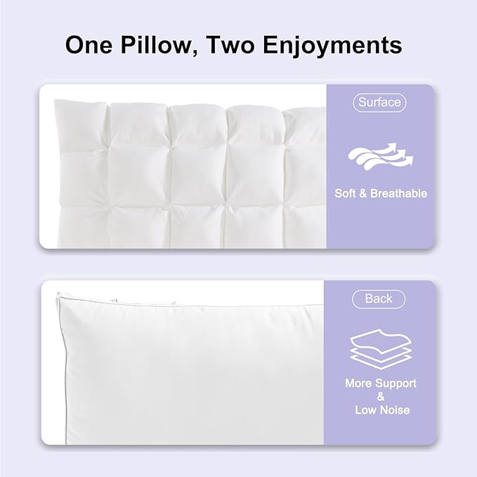YOUR MOON Pillows Standard Size Set of 2, Soft Support Standard Pillows 2 Pack for Bed, Fluffy Down Alternative Pillow, Luxury Hotel Gel Pillow for Side Sleeping (White)