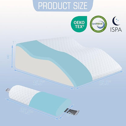 2PCS Bed Wedge Pillow for Sleeping, 7-in-1 Adjustable Memory Foam Wedge Pillow for Acid Reflux, 2-in-1 Incline Wedge Pillow for After Surgery, Snoring, Back Pain
