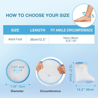 Waterproof Foot Cast Covers for Shower Adult, Shower Boot Foot Protector with Non-Slip Bottom, Adult Cast Protector for Shower Ankle Foot After Surgery
