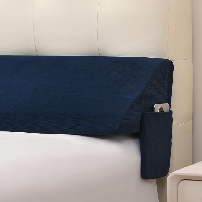 Vekkia Queen Bed Wedge Pillow for Headboard/Bed Mattress Gap Filler Wedge,Bed Gap Filler Close Gap (0-6"),Stop Pillow Falling Down(Blue 60"x10"x6")