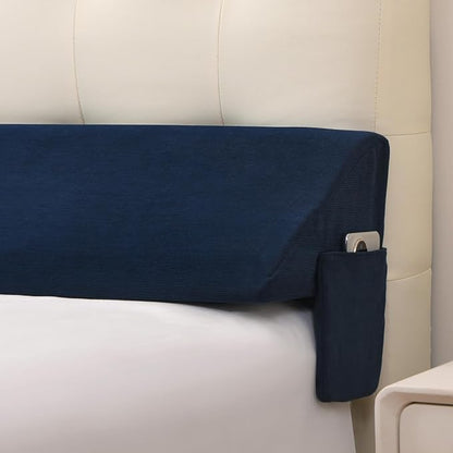 Vekkia Queen Bed Wedge Pillow for Headboard/Bed Mattress Gap Filler Wedge,Bed Gap Filler Close Gap (0-6"),Stop Pillow Falling Down(Blue 60"x10"x6")
