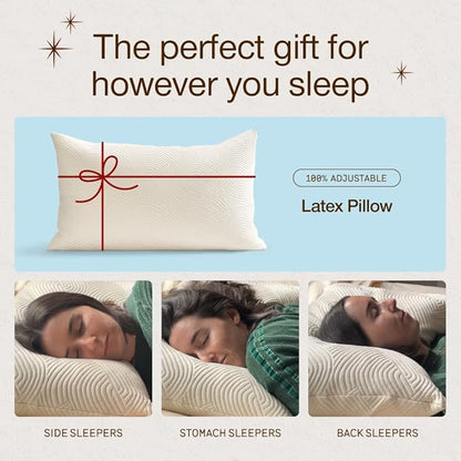 Coop Home Goods Adjustable Latex Pillow King, with Talalay Latex & Microfiber Fill, Best Pillows for Sleeping, Naturally Cooling, Eco-Friendly, Medium Firm Pillow for Back, Stomach or Side Sleepers