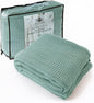 HILLFAIR 100% Combed Cotton Blanket– Queen Bed Blanket– Soft Cozy Warm Multipurpose Throws for Luxury Home Decor– 90 x 90 inch Queen Size Cotton Blankets for Beds- Bed Blankets for All Season- Sage