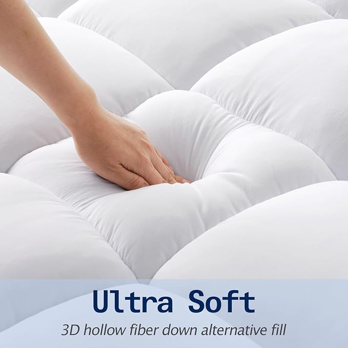 SOPAT Mattress Topper Cal King Size Extra Thick Mattress Pad 8-21" Deep Pocket Soft Down Alternative Fill Mattress Protector Pillow Top Mattress Cover (72x84 Inches, White)