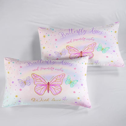 CVHOUSE Butterfly Duvet Cover Set Full Size,Butterfly Bedding Set,Butterflies Printed Comforter Cover Set for Girls Kids Teens,1 Quilt Cover 2 Pillowcases 3 Piece