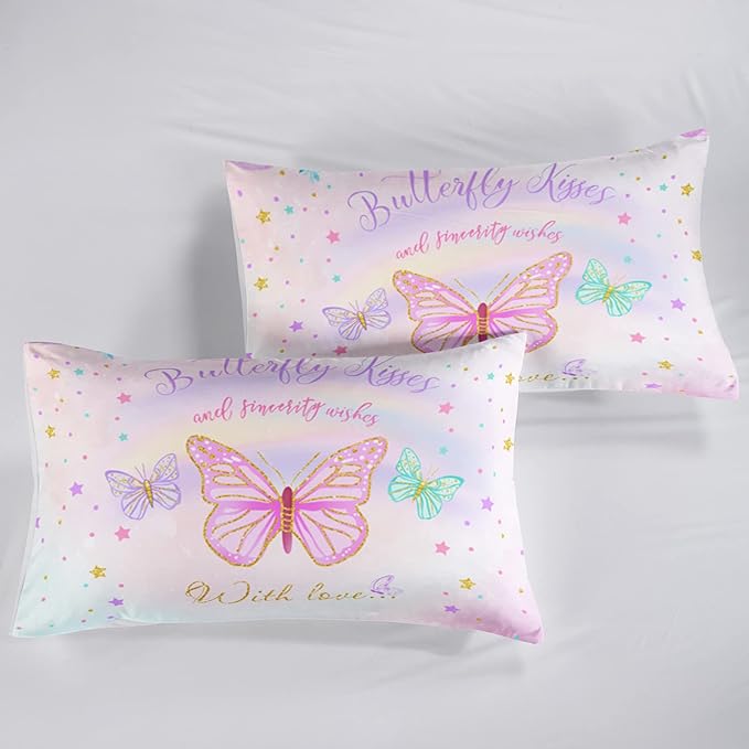 CVHOUSE Butterfly Duvet Cover Set Twin Size,Butterfly Bedding Set,Butterflies Printed Comforter Cover Set for Girls Kids Teens,1 Quilt Cover 2 Pillowcases 3 Piece