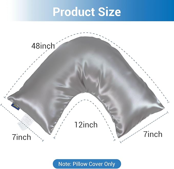Pillowcase Cover Compatible with L-Shaped Contour Swan Body Pillow, Comfortable and Soft Satin Pillow, Similar to Silk Pillow Cover, Gray