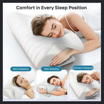 OELA Cervical Pillow for Neck Pain Relief - Orthopedic Premium Memory Foam, Ergonomic Shape Perfect for Side Sleeper, Back Sleepers, Stomach Sleepers, and Contoured Support for Better Sleep.