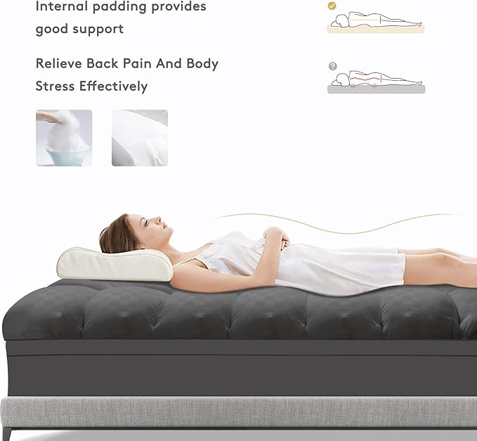 Mattress Topper Twin,Extra Thick Mattress Pad Cover for Back Pain,Cooling Mattress Protector with 8-21 Inch Deep Pocket,Overfilled Down Alternative Filling,Grey